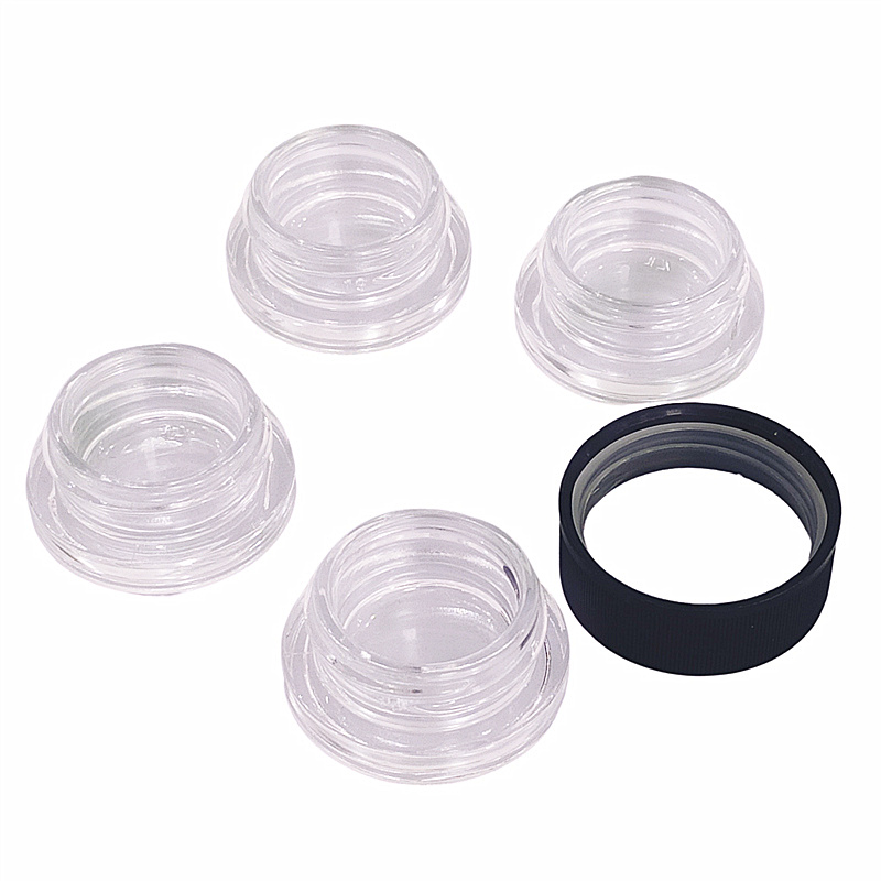 hot sale transparent 5ml 7ml 10ml glass jar glass concentrate oil container with white lid