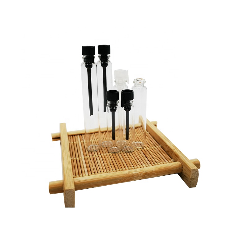 hot sale tube glass sample perfume, 1ml 2ml perfume sample vials with stick stopper