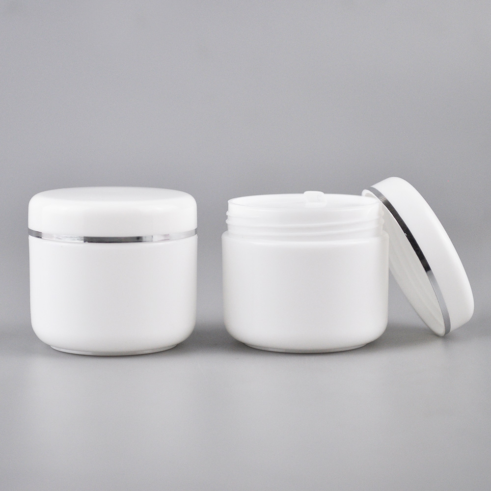 hot sale white empty plastic container containers cream jars 250ml 500ml with spoon