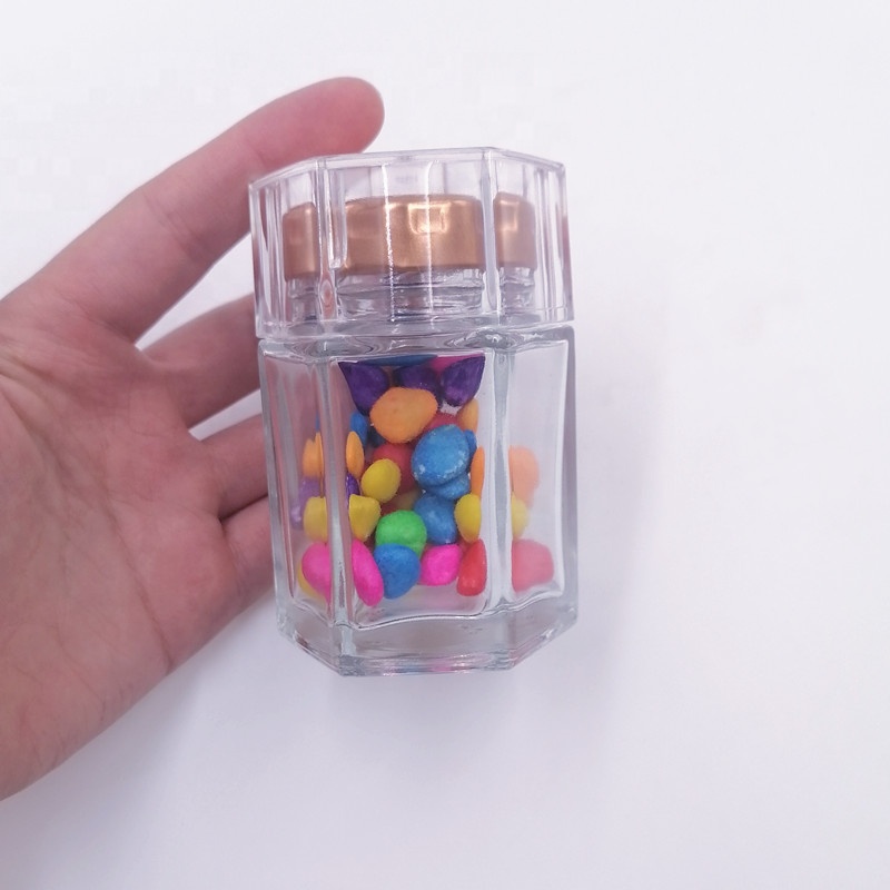 hot sale wide mouth honey bee jar spice food container storage caviar glass bottle hexagon 60ml jam sauce twist off lid vitamin