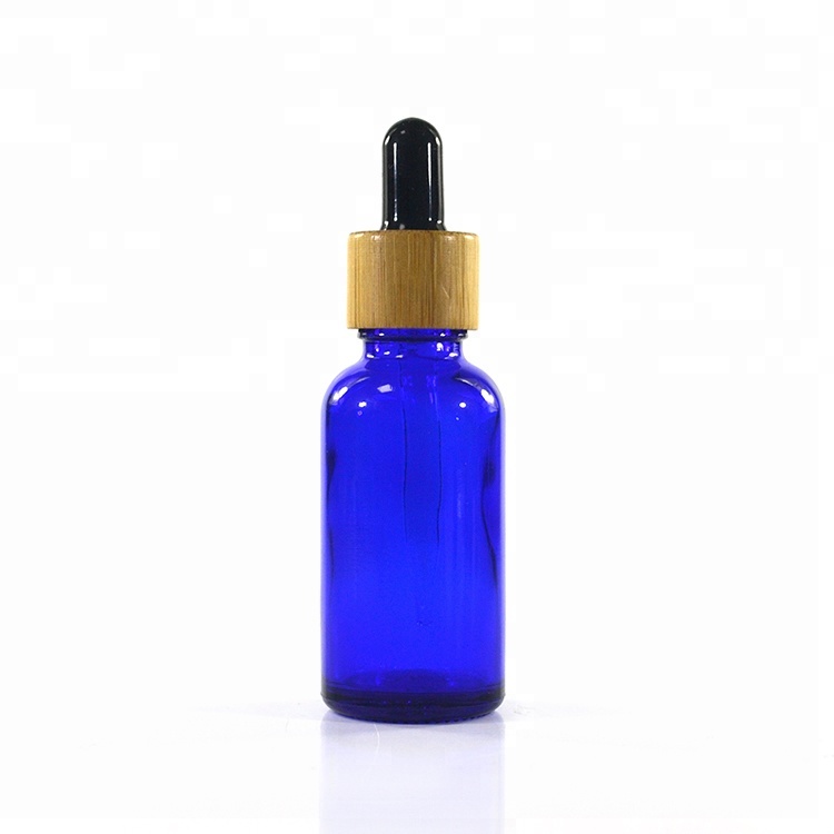 hot sales 30ml amber essential oil glass dropper bottle with bamboo lid