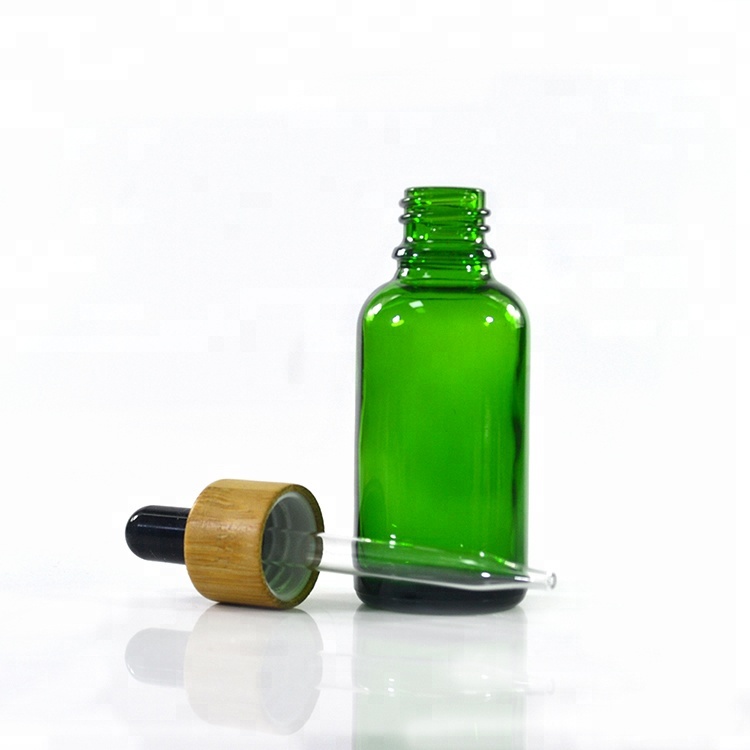 hot sales 30ml amber essential oil glass dropper bottle with bamboo lid