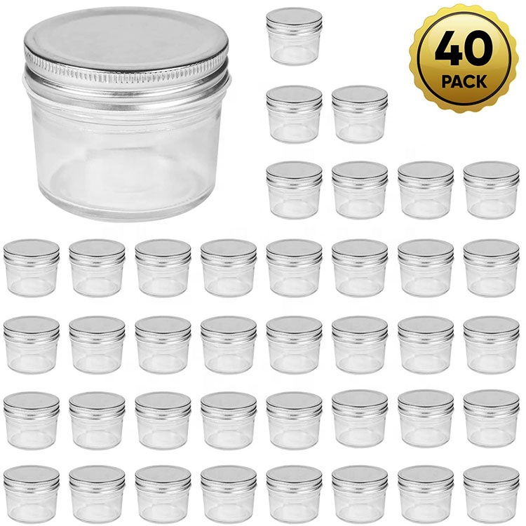 hot sell 120ml 4oz Clear Wide Mouth glass mason jar for food storage canning with metal screw lid