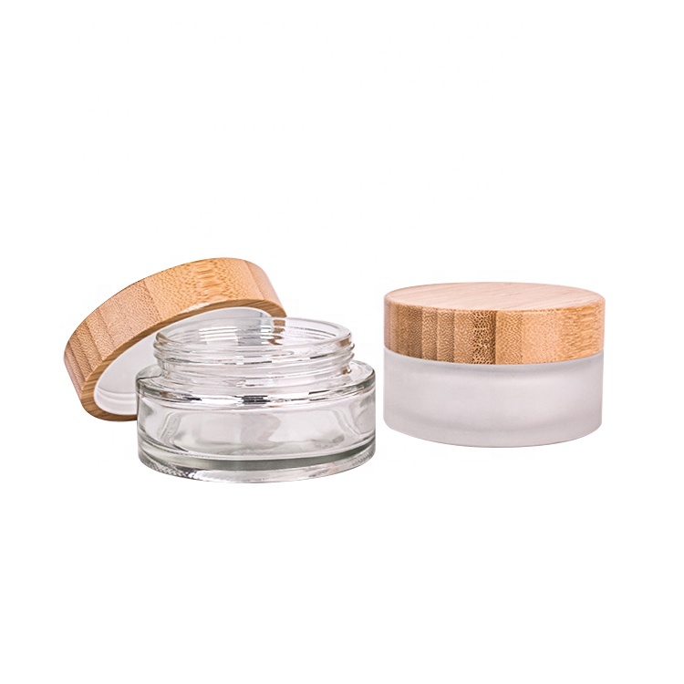 hot sell 120ml 4oz frost wide mouth cosmetic jar for skin care with wooden bamboo lid