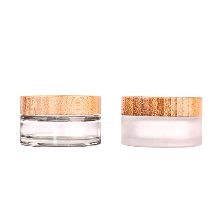 hot sell 120ml 4oz frost wide mouth cosmetic jar for skin care with wooden bamboo lid