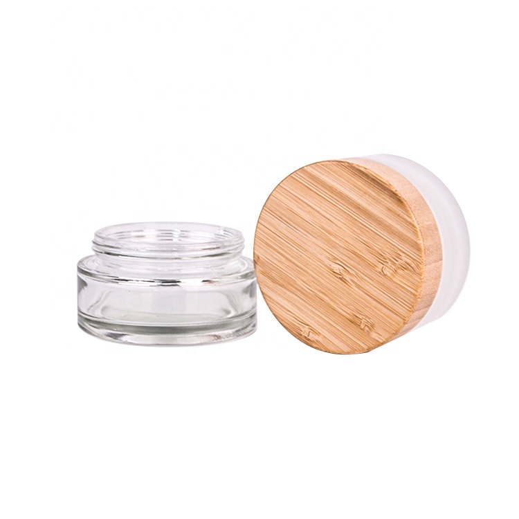 hot sell 120ml 4oz frost wide mouth cosmetic jar for skin care with wooden bamboo lid