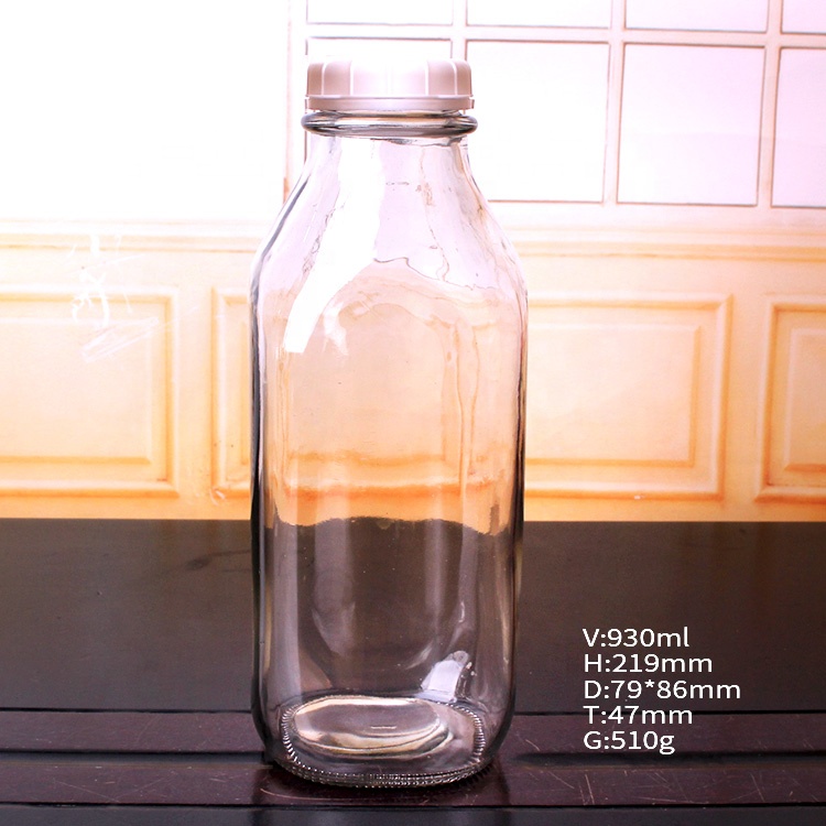 hot sell 250ml 350ml 400ml 1000ml square shape empty glass bottle for milk juice beverage water with plastic screw cap