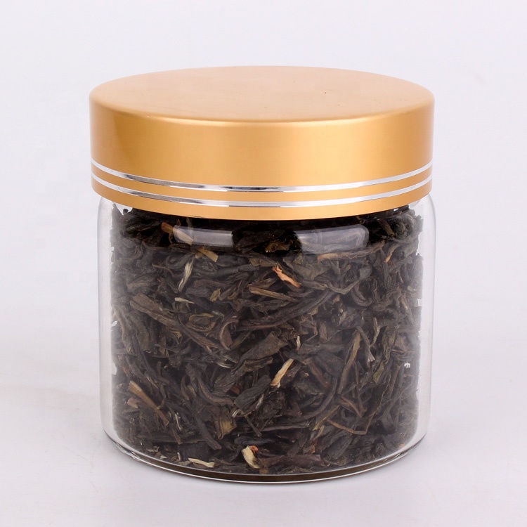 hot sell 300ml 10oz Clear Wide Mouth glass jar for food storage tea leaf with Anodized Aluminum screw lid