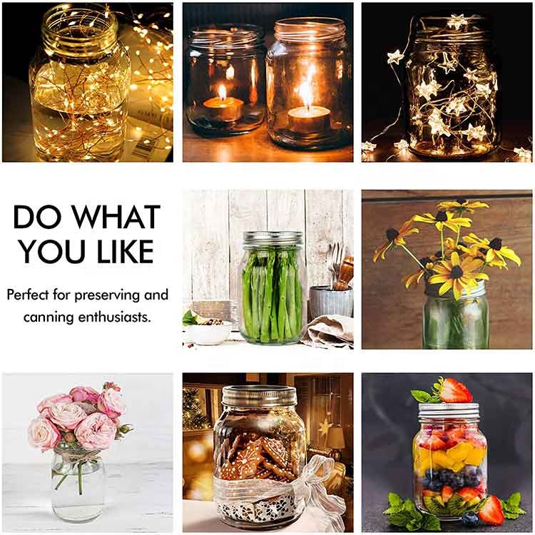 hot sell 480ml 16oz Clear Wide Mouth glass mason jar for food storage canning with metal screw lid