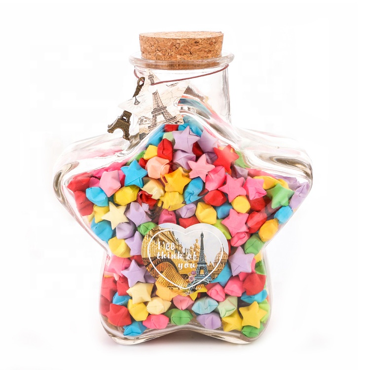 hot sell 50ml 70ml 150ml star shaped glass wishing jar with cork