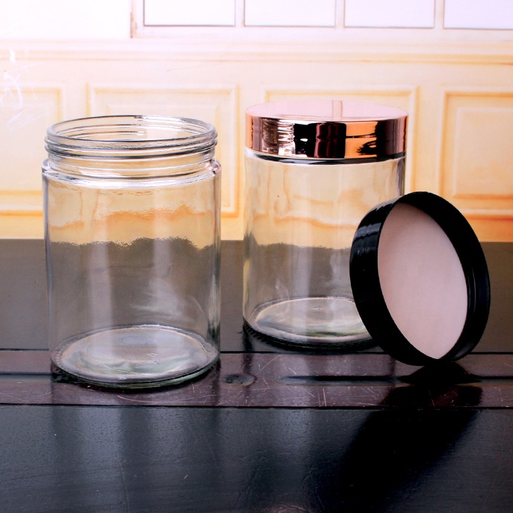 hot sell 650ml 22oz cylinder wide mouth glass storage cookie jar for food with plastic cap