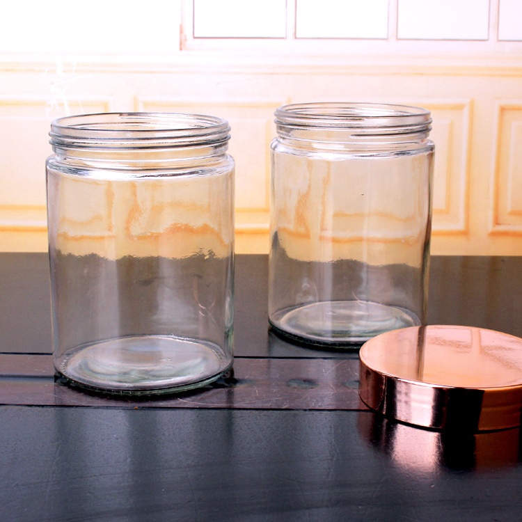 hot sell 650ml 22oz cylinder wide mouth glass storage cookie jar for food with plastic cap