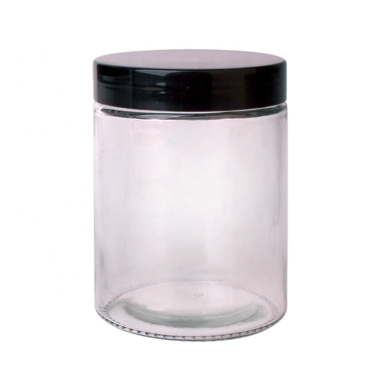 hot sell 650ml 22oz cylinder wide mouth glass storage cookie jar for food with plastic cap