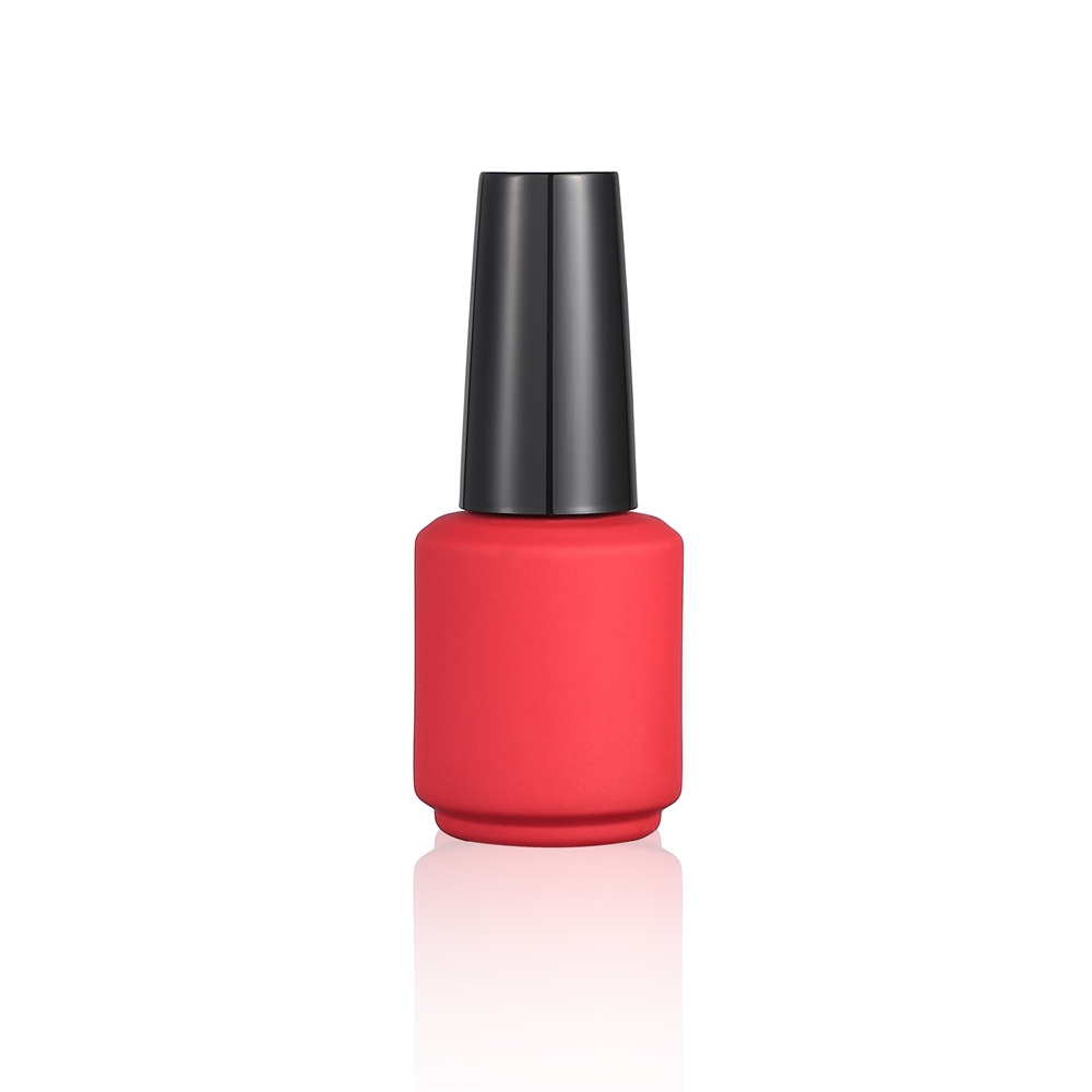 hot sell china factory 15ml custom matte red spray empty uv gel nail polish bottles with black caps and brush