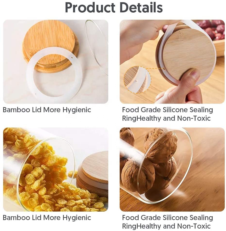 hot sell mini airtight cylinder food candy 4 oz containers with wooden top lid small glass storage jars