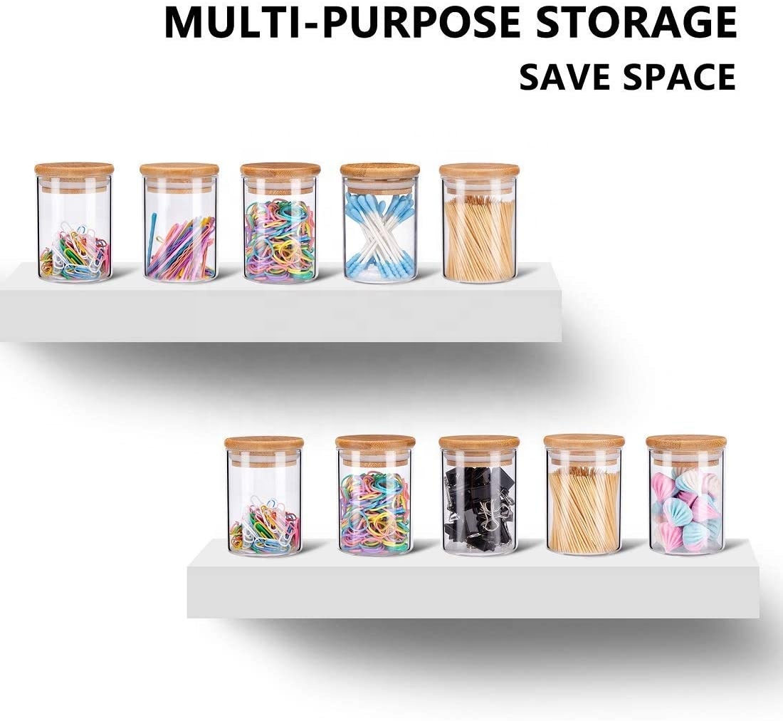 hot sell mini airtight cylinder food candy 4 oz containers with wooden top lid small glass storage jars