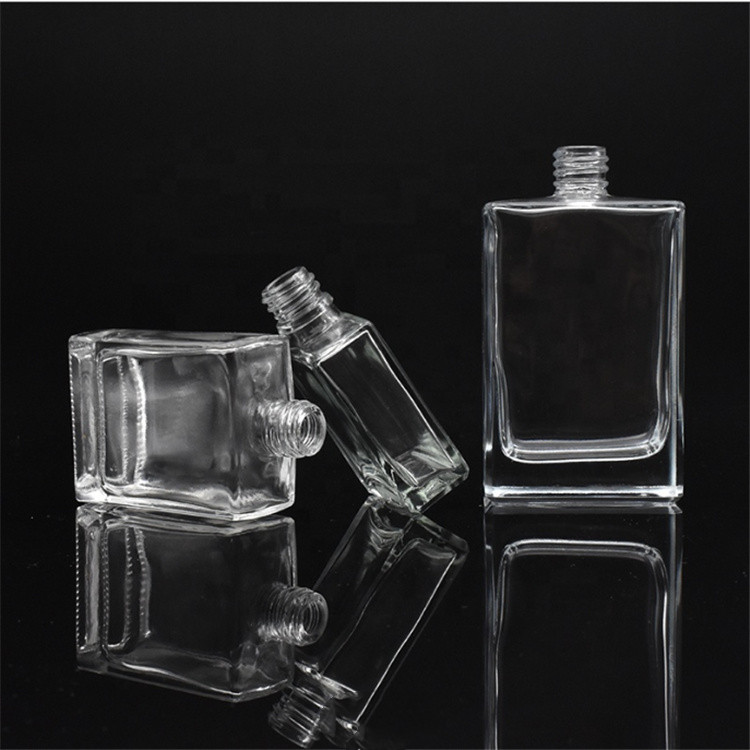 hot selling 15ml 1oz clear square glass bottle 30ml rectangle cosmetic essential oil bottle with dropper cap
