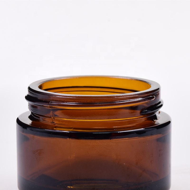 hot selling 1oz 30 ml amber round cosmetic kush packaging custom jar flower packaging child resistant glass jar with plastic lid