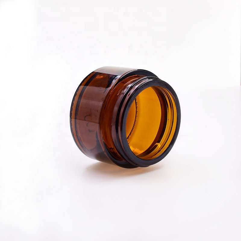 hot selling 1oz 30 ml amber round cosmetic kush packaging custom jar flower packaging child resistant glass jar with plastic lid