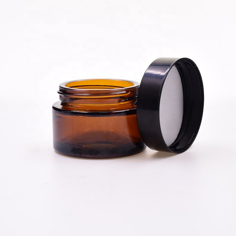 hot selling 1oz 30 ml amber round cosmetic kush packaging custom jar flower packaging child resistant glass jar with plastic lid