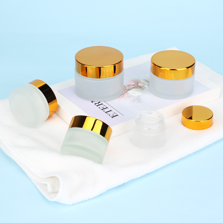 hot selling 5 g 10 15 g 30 50 100 g general round cosmetic jar frosted jar with gold lid