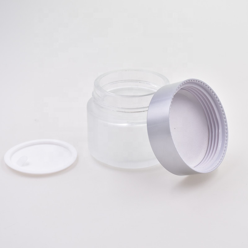 hot selling 50ml frosting surface round screw top skin care cream jar cosmetic bottle creamjars with plastic lid