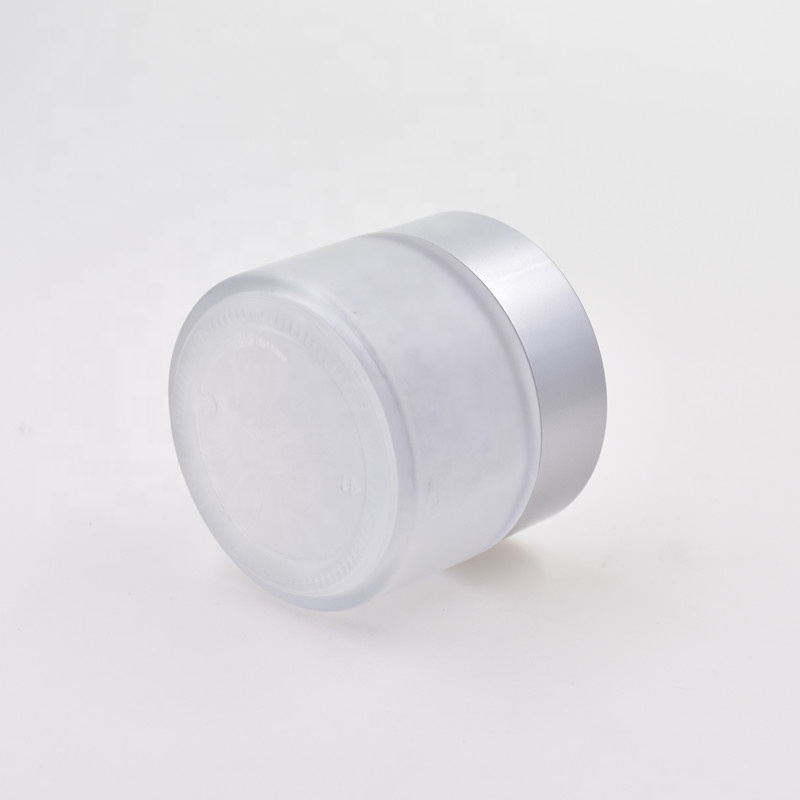 hot selling 50ml frosting surface round screw top skin care cream jar cosmetic bottle creamjars with plastic lid