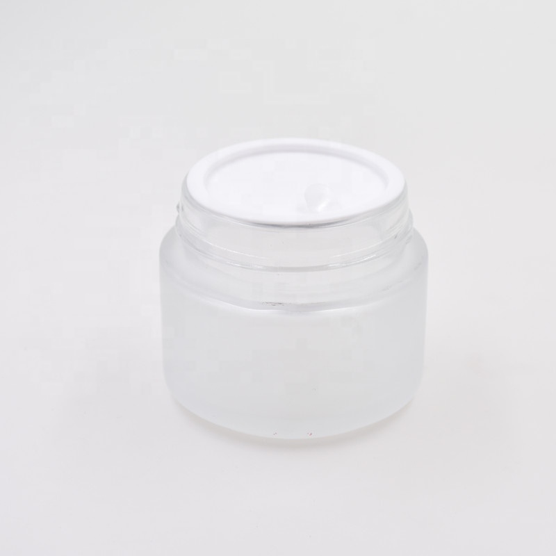 hot selling 50ml frosting surface round screw top skin care cream jar cosmetic bottle creamjars with plastic lid