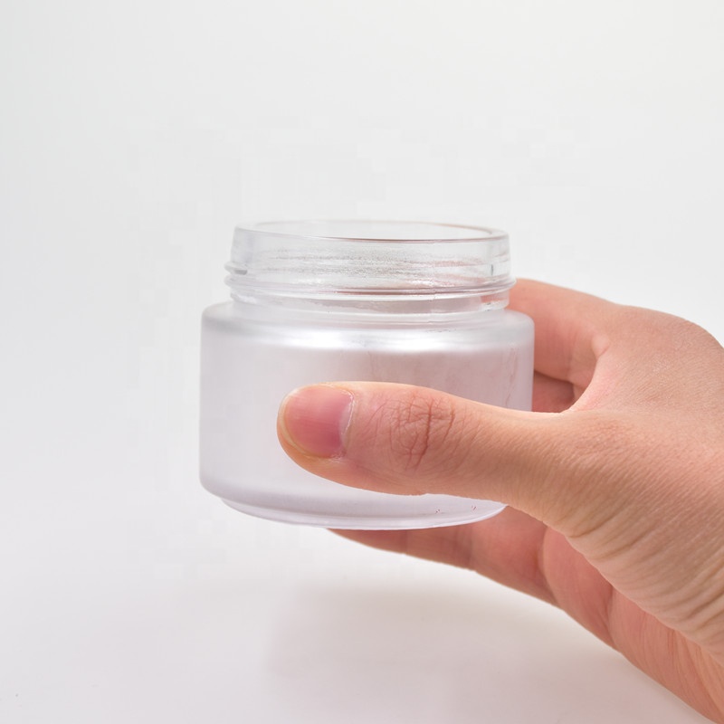 hot selling 50ml frosting surface round screw top skin care cream jar cosmetic bottle creamjars with plastic lid
