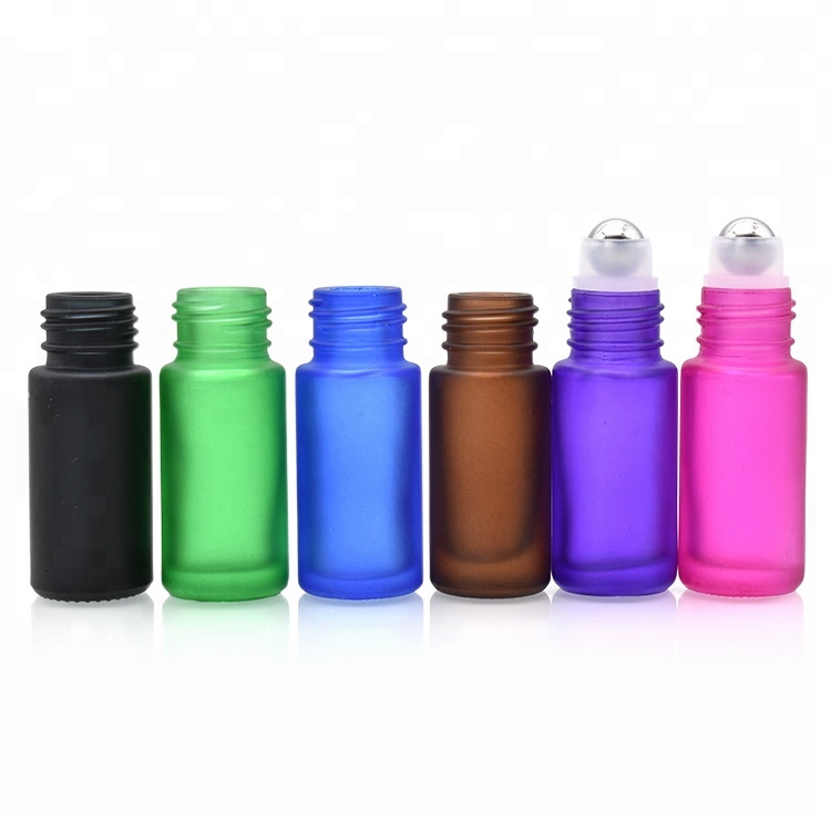 hot selling 5ml thick glass roll on bottles colored 5 ml roll on bottles with roll-on roller ball for essential oil perfume