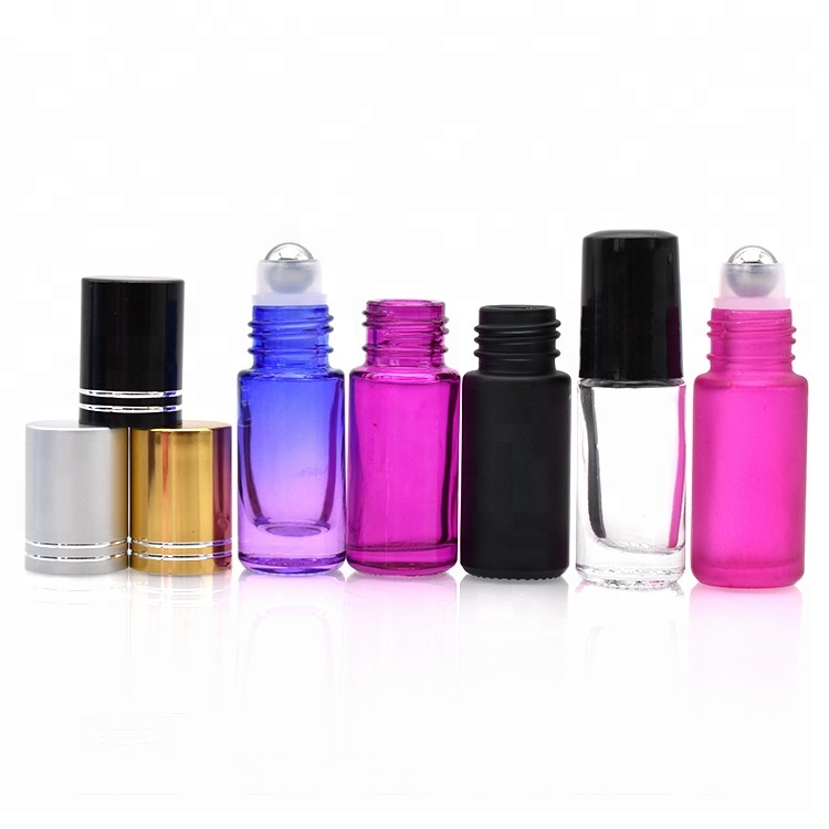 hot selling 5ml thick glass roll on bottles colored 5 ml roll on bottles with roll-on roller ball for essential oil perfume