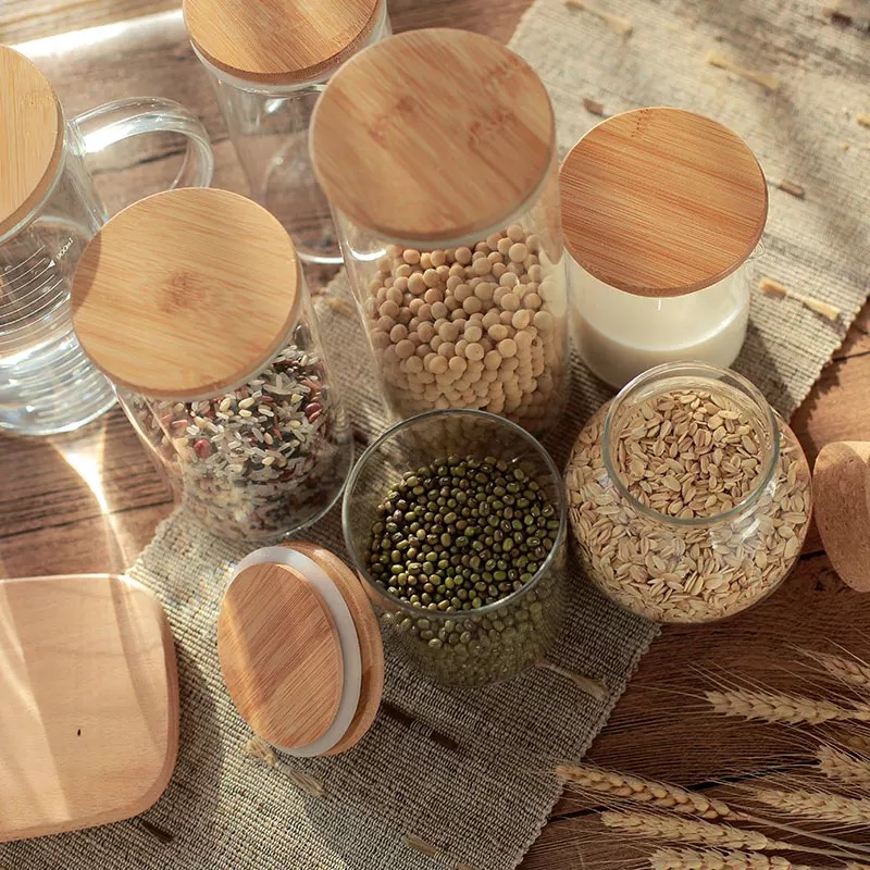 hot selling airtight container glass food honey cookie storage jar with cork lids GS-29K