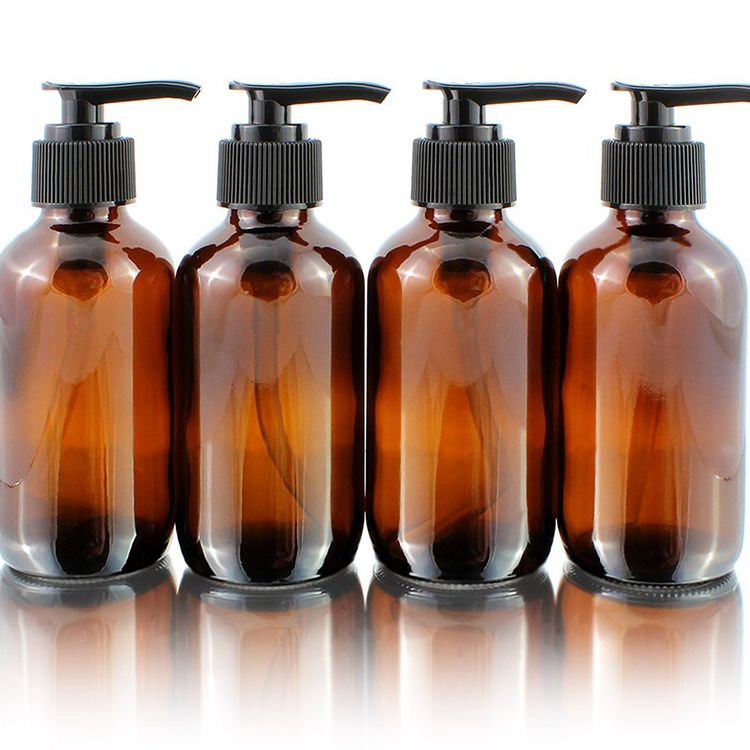 hot selling bathroom shampoo amber empty glass 250ml lotion bottle with pump
