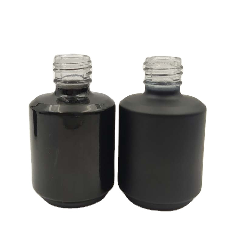 hot selling custom color 15ml empty matte black uv gel nail polish bottle with brush