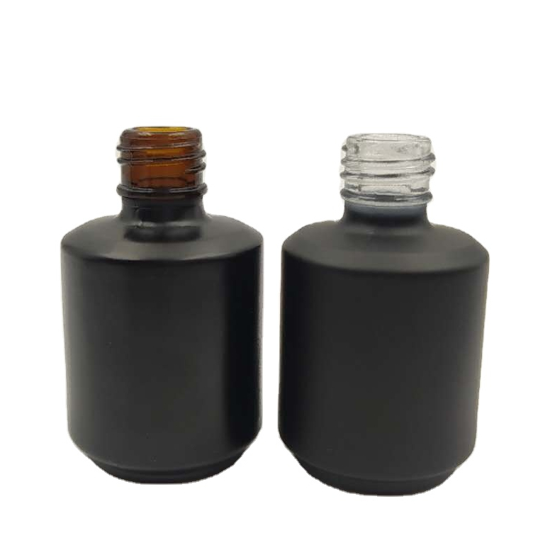 hot selling custom color 15ml empty matte black uv gel nail polish bottle with brush
