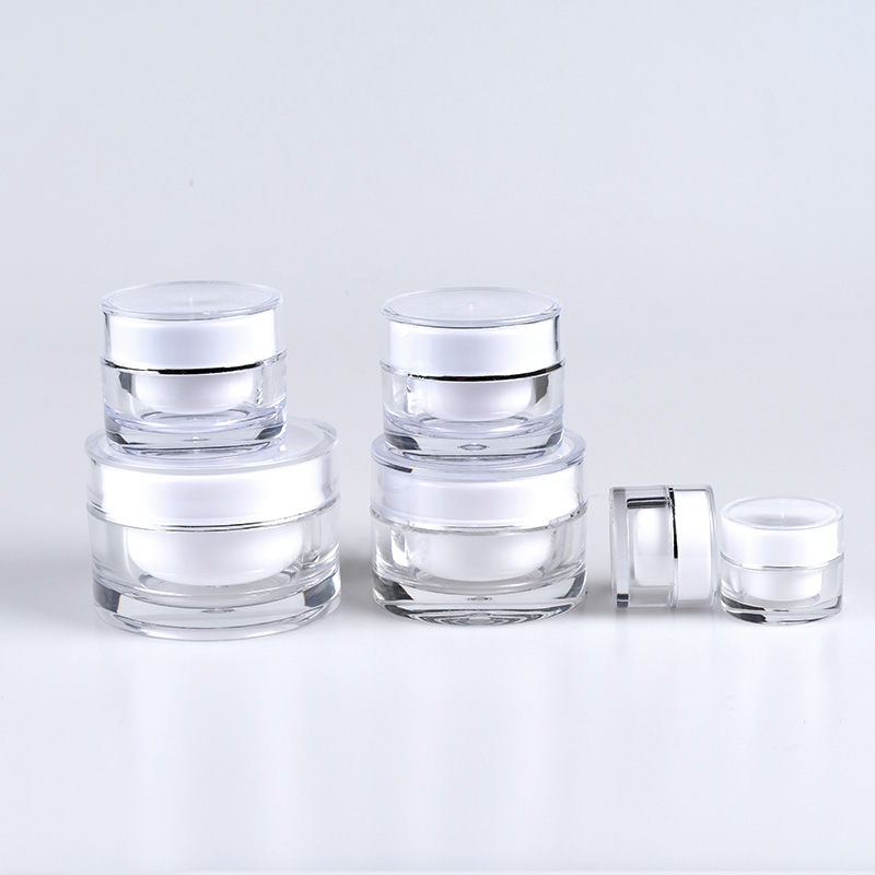 hot selling custom made white round acrylic cream jars 10g 30g 150g with white gasket