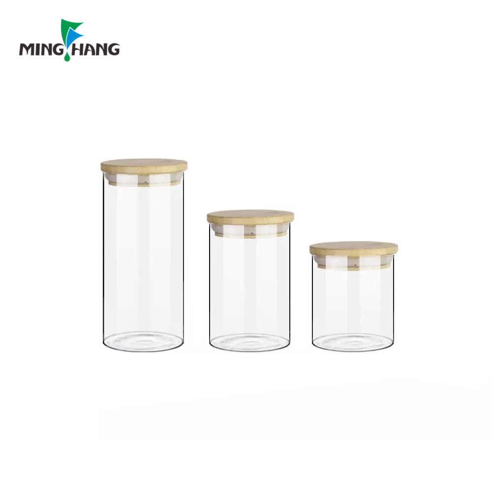 hot selling customized high borosilicate glass food storage jar with airless lid