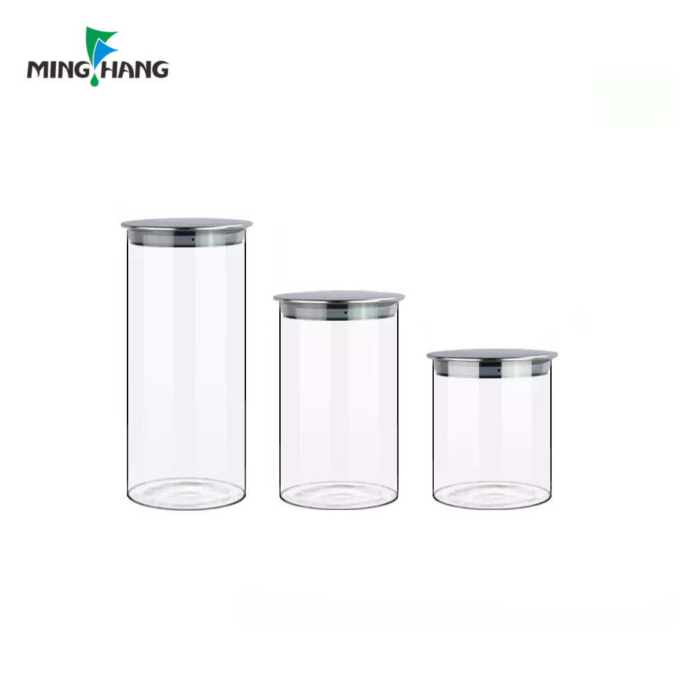 hot selling customized high borosilicate glass food storage jar with airless lid