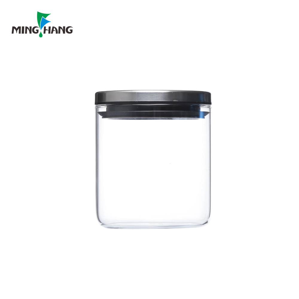 hot selling customized high borosilicate glass food storage jar with airless lid