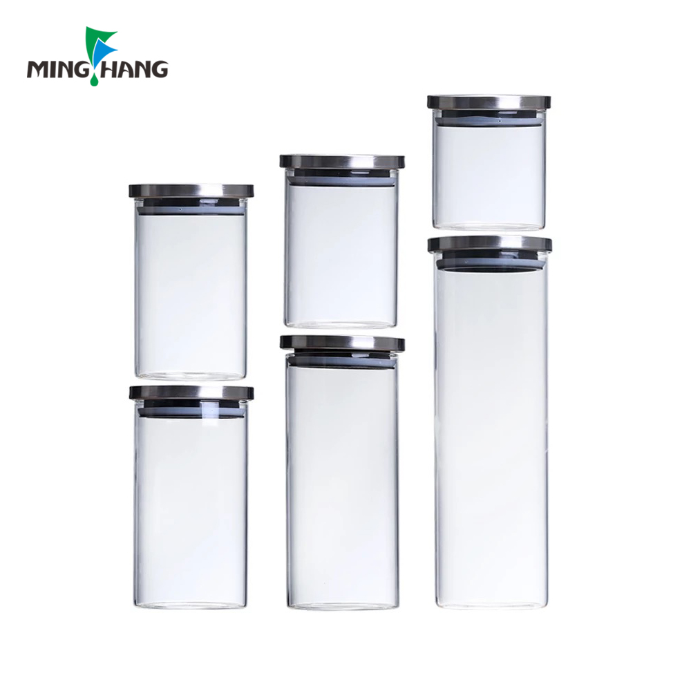 hot selling customized high borosilicate glass food storage jar with airless lid