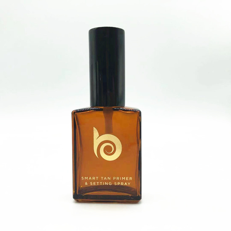 hot selling factory directly sales free samples square black color glass perfume bottle with sprayer pump and serum pump