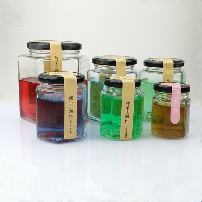 hot selling glass honey bee food storage jar with screw top lid for chili