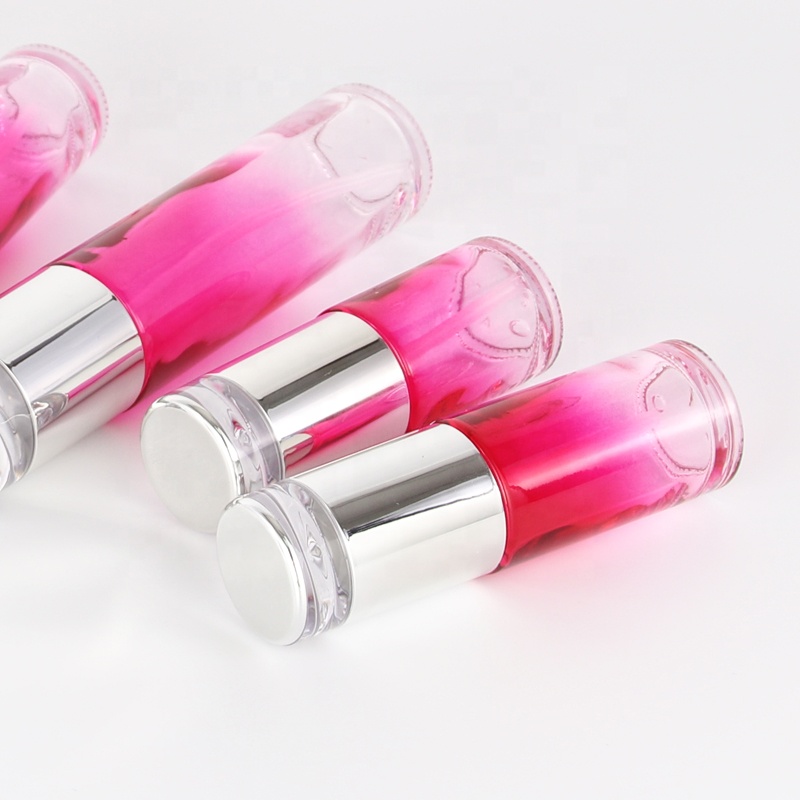 hot selling gradually varied clear pink straight round glass bottle and jar for skincare