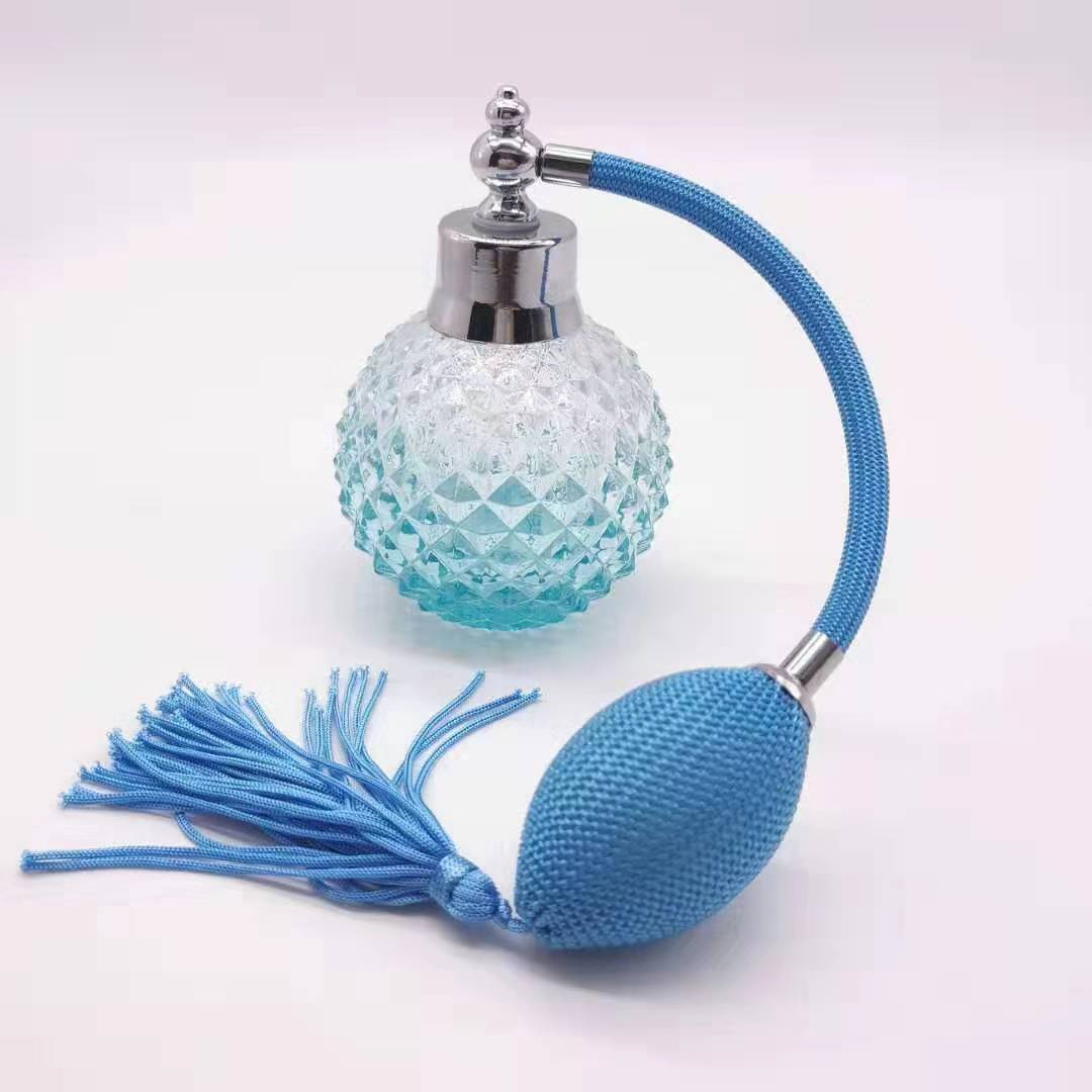 hot selling luxury crystal vintage style 100ml perfume spray bottle colorful perfume bulb atomizer