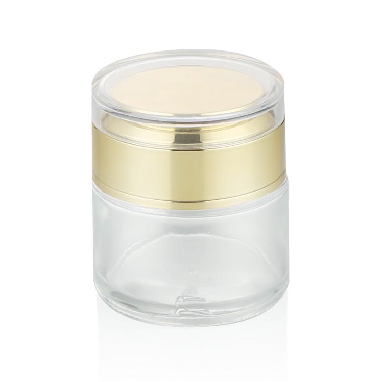 hot selling new design 15g 30g 50g frosted glass cream jar luxury acrylic lid with double wall lid