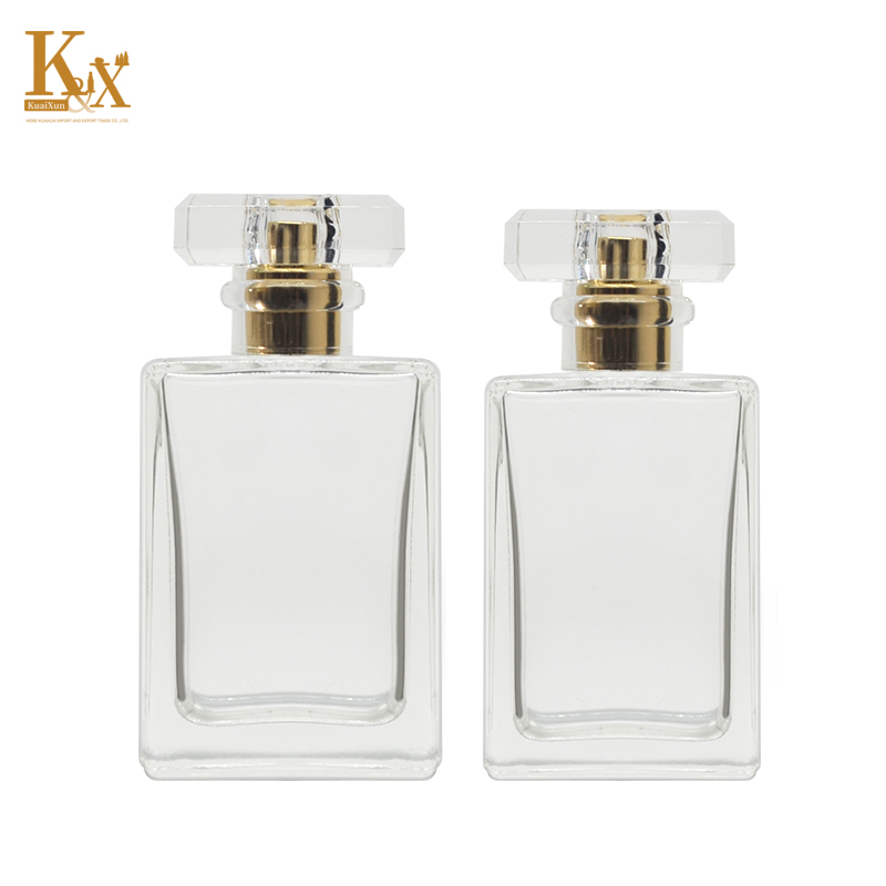 hot-selling square rectangle clear matte black 30ml 50ml glass perfume bottle