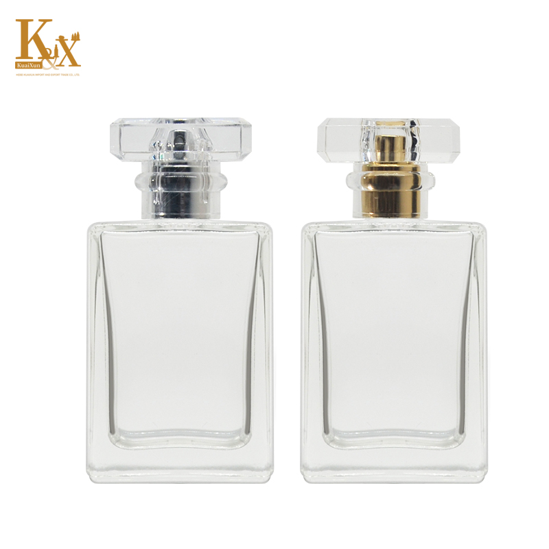 hot-selling square rectangle clear matte black 30ml 50ml glass perfume bottle
