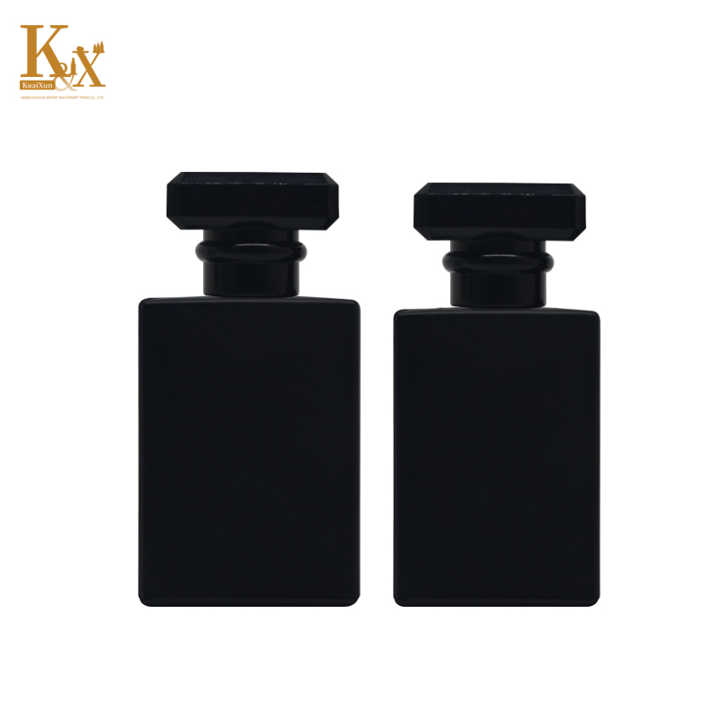 hot-selling square rectangle clear matte black 30ml 50ml glass perfume bottle