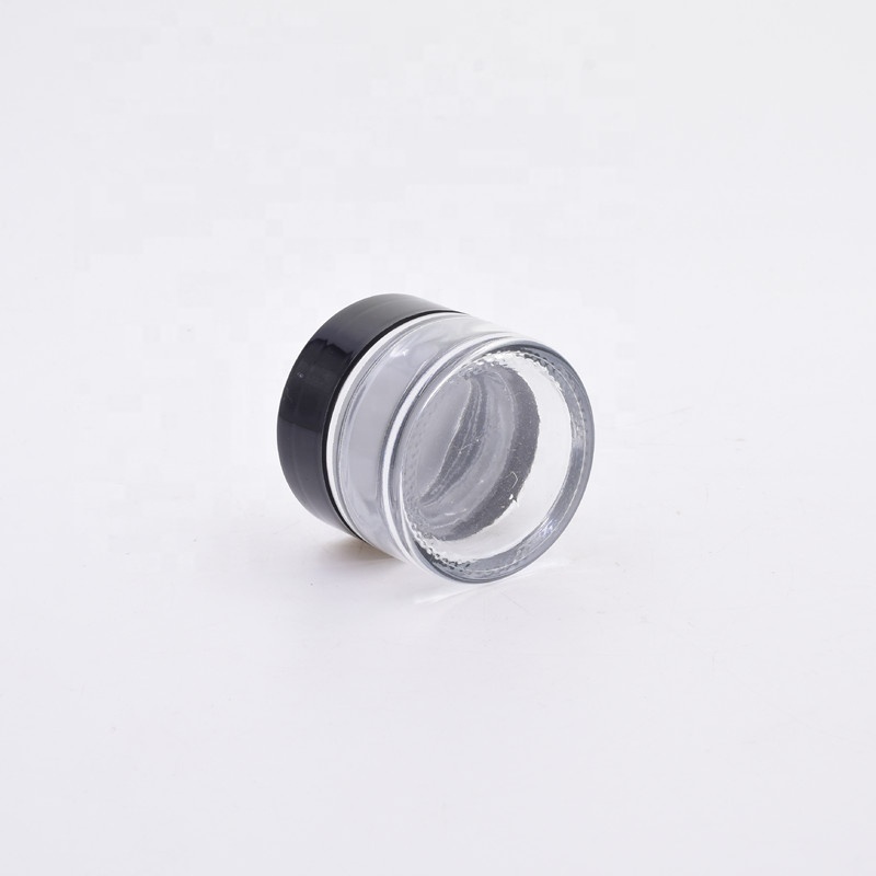 hot selling straight side 1 oz clear round food storage child resistant cbd flower buds glass jar with plastic child proof lid