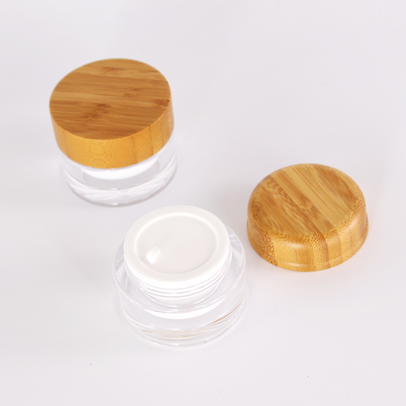 hot selling type plastic jar with bamboo lid bamboo cosmetic packaging bamboo plastic jars